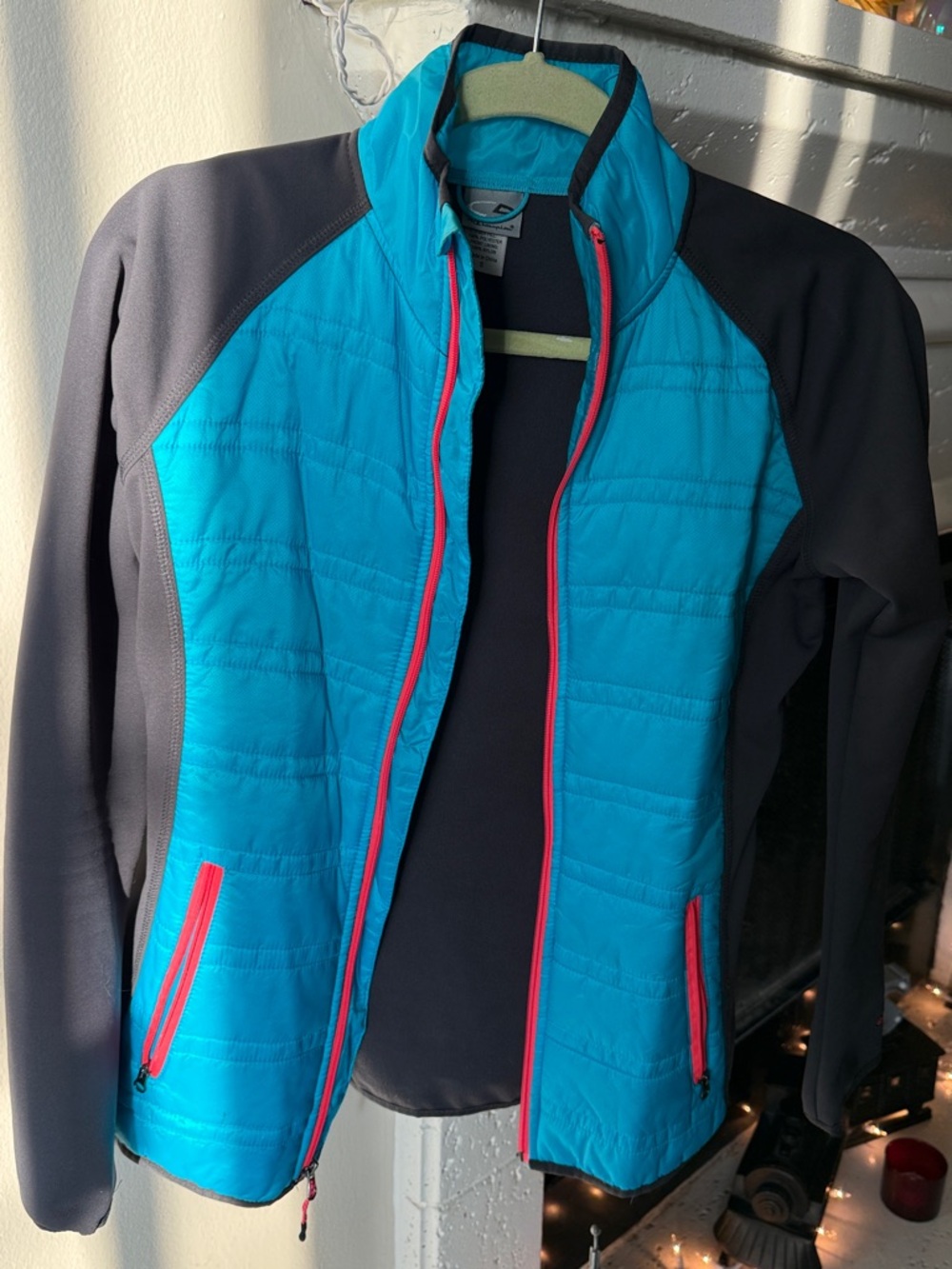 Lightweight turquoise blue Quilted Hybrid Jacket - Women's
